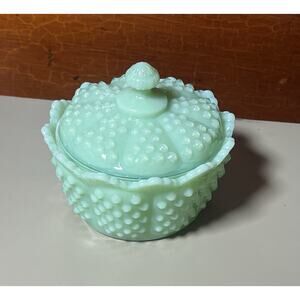 Mosser Jadeite Glass In Gigi Collection Hobnail Butter Tub With Lid